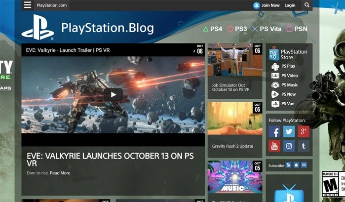 Playstation wordpress website