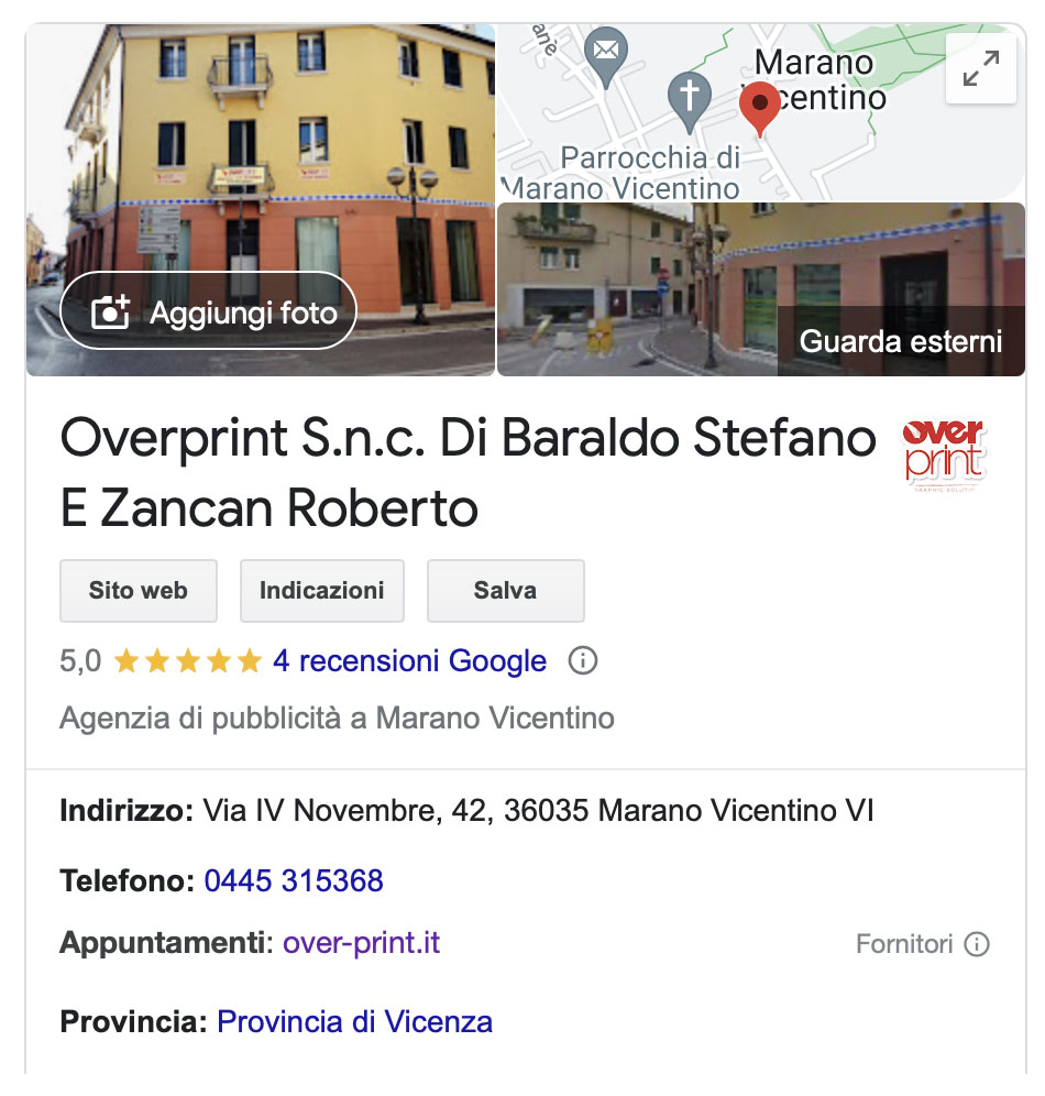 Google My Business siti internet vicenza